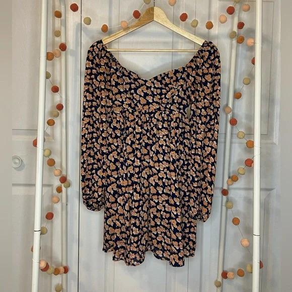 🫎ABERCROMBIE Long Sleeve Babydoll Mini Dress in Floral Print - Picture 7 of 11